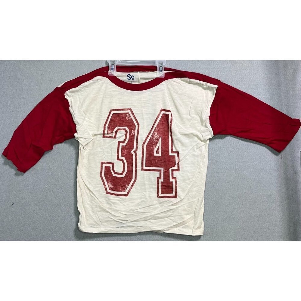 S Jersey-Type T-Shirt Kids Red Medium Tee Cotton 3/4 Sleeve Shirt Boys Girls'